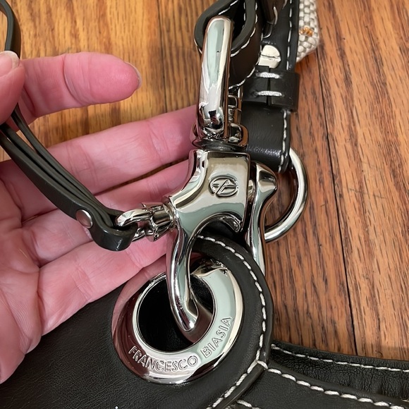 Francesco Biasia Beige Canvas Brown Leather Trim Shoulder Bag Tote Bag - Picture 8 of 14